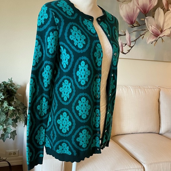 Isaac Mizrahi Live Teal Turquoise Cotton Cardigan Button Front Sweater - Picture 8 of 14
